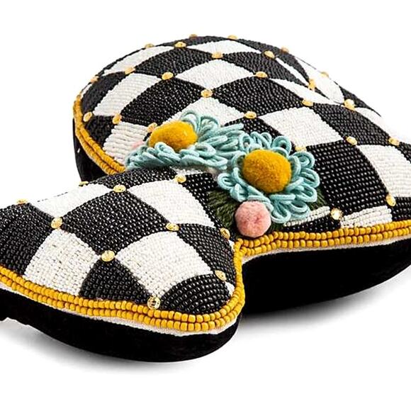 Brand New Mackenzie Childs Beaded Bunny Shaped Throw Pillow - Picture 3 of 4